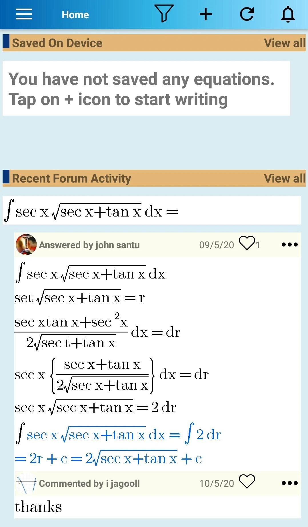 Equation Editor and Q&A Forum Screenshot1