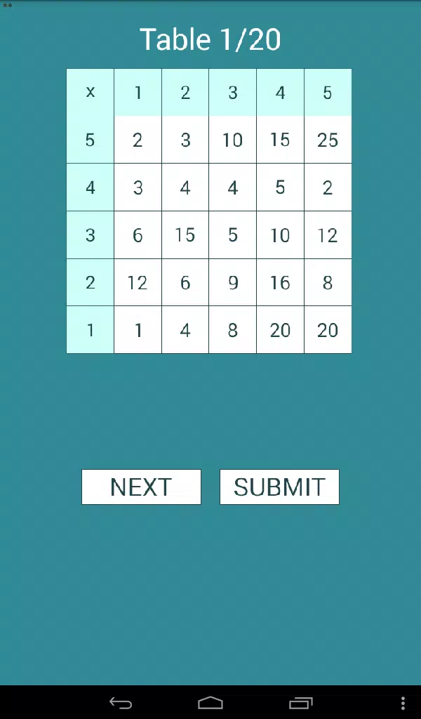 Math Table Test Screenshot6