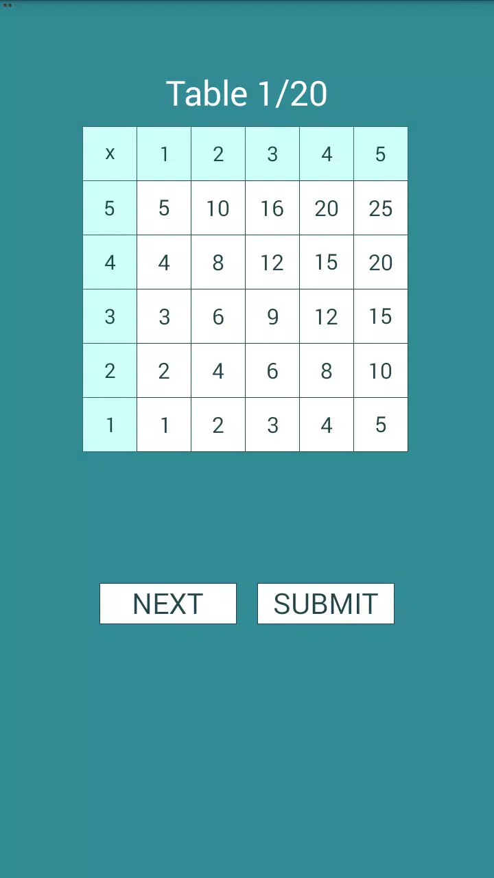 Math Table Test Screenshot2