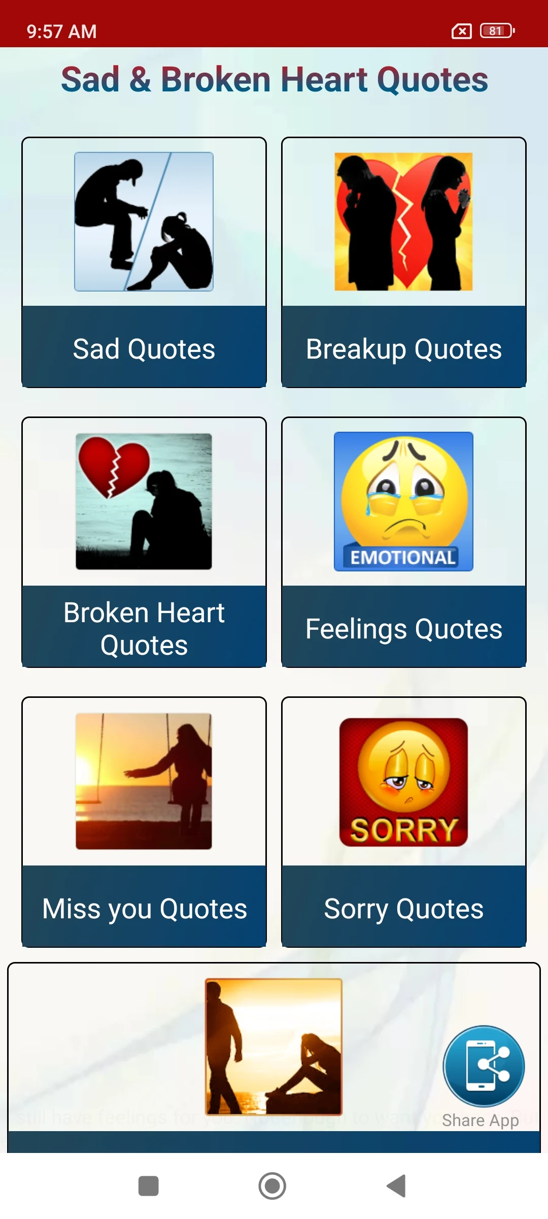 Sad & Broken Heart Pain Status Screenshot1