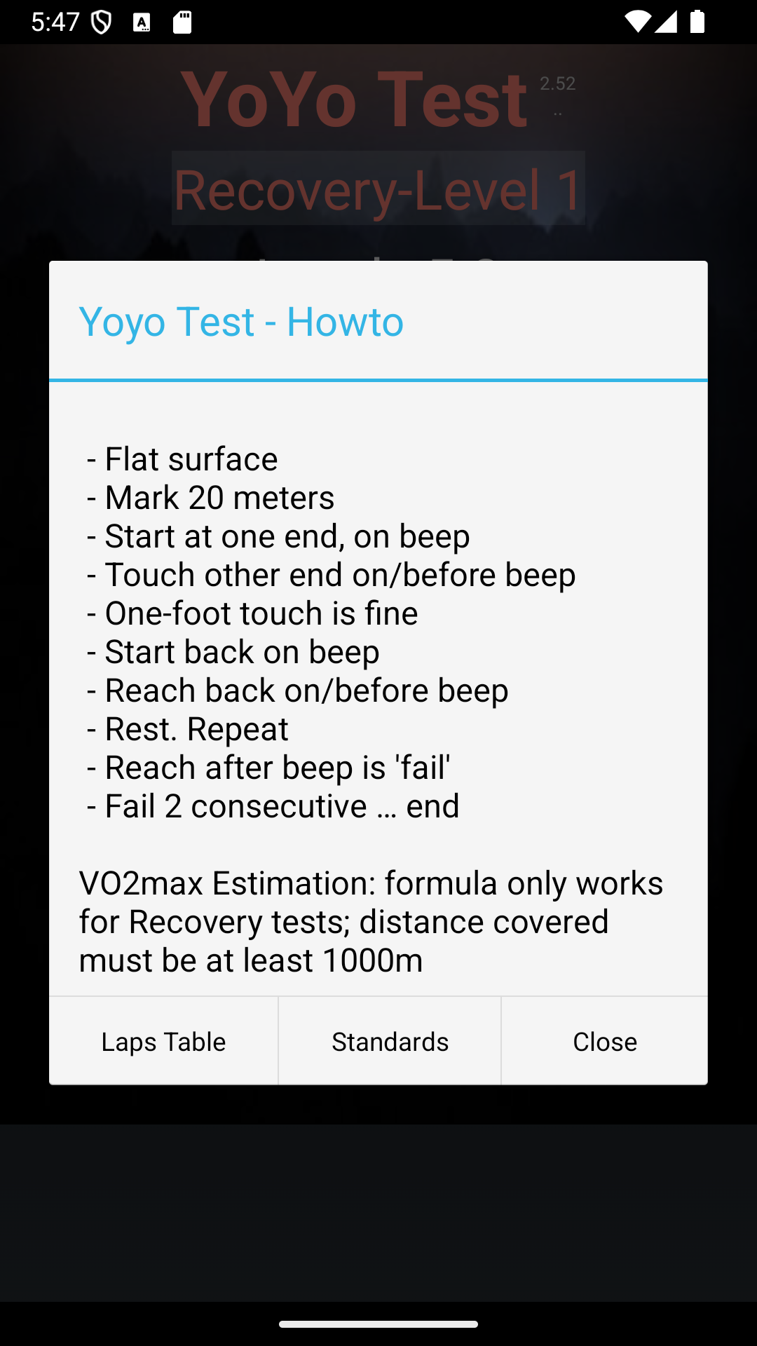Yo-Yo Intermittent Test Screenshot8