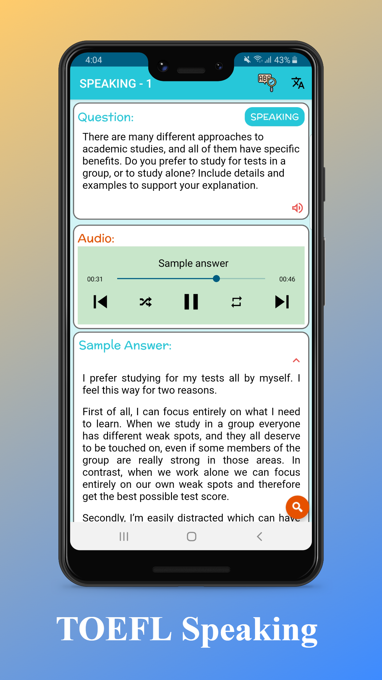 TOEFL Practice Test Screenshot5